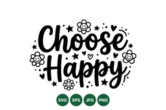 Choose Happy Motivational Typography Svg Design Product Image 1