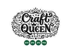 Hand Drawn Craft Queen Vintage Typography Design Product Image 1