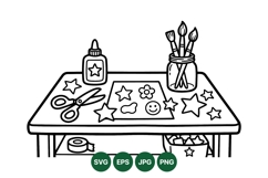 Hand Drawn Craft Table Illustration Svg Design Product Image 1