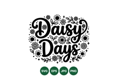 Hand Drawn Daisy Floral Typography Vector Design Product Image 1