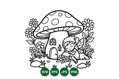 Hand Drawn Fairy Mushroom House Clipart Design Product Image 1