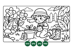 Child Gardening Svg Clipart For Kids Coloring Fun Product Image 1