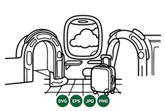 Lineart Airplane Interior Travel Vector Illustration Product Image 1