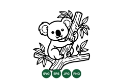 Hand Drawn Cute Koala Climbing Tree Illustration Product Image 1