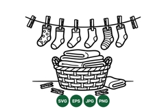 Hand Drawn Laundry Line Sock Clipart Design Product Image 1