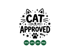 Cute Cat Approved SVG Design With Whiskers And Paw Product Image 1