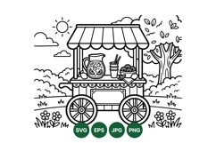 Hand Drawn Vintage Lemonade Cart Illustration Product Image 1