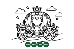 Black And White Princess Pumpkin Carriage Vector Product Image 1