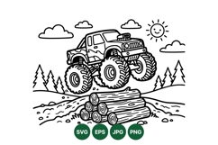 Hand Drawn Monster Truck Offroad Vehicle Illustration Product Image 1