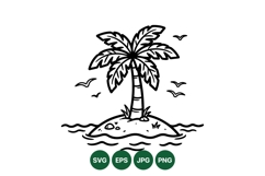 Hand Drawn Tropical Island Palm Clipart Design Product Image 1