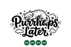 Hand Drawn Cat Nap SVG Illustration Design Product Image 1