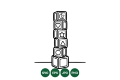 Stacked Baby Blocks Vector Illustration for Kids Decor Product Image 1