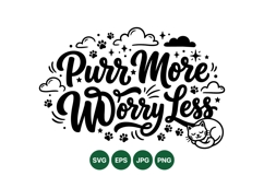 Hand Lettered Cat Quote With Paw Prints Illustration Product Image 1