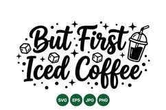 Hand Lettered Iced Coffee Quote SVG Design Product Image 1