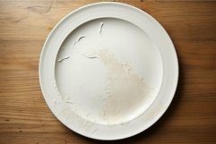 Peeling paint on white plate on wooden surface Product Image 1
