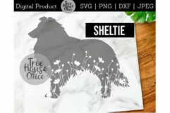 Shetland Sheepdog SVG, Floral Sheltie Cut File Wildflowers Product Image 1