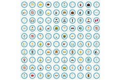 100 hotel icons set, flat style Product Image 1