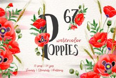 Magic Poppies red Watercolor png Product Image 1