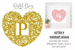 Letter P paper cut design. SVG / DXF / EPS / PNG files Product Image 1