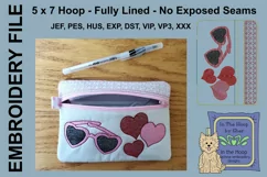 ITH Heart Sunglasses Zipper Bag Zipper Bag - Lined, 5X7 Product Image 2