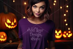 Halloween T-Shirt Mockup for Women, Purple TShirt Mockup, d4 Product Image 2