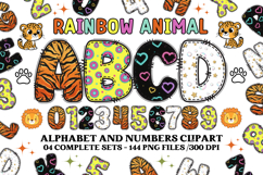Rainbow Animal Alphabet png clipart, animal letters doodle Product Image 1