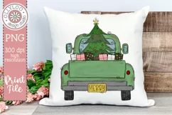 Doodle Truck with Christmas Tree | Green Christmas Truck Product Image 1