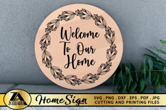 Welcome Home Sign SVG Round Sign SVG Farmhouse Wreath SVG Product Image 4