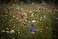 Serene wildflower meadow with a spectrum of vibrant colors a Product Image 1