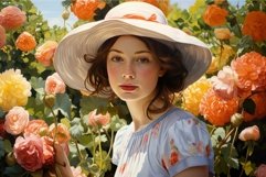 Elegant woman in rose garden Product Image 1