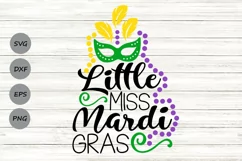 Little Miss Mardi Gras Svg, Mardi Gras Svg, Fat Tuesday Svg. Product Image 1