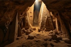 Ancient tomb interior with sunbeam illumination Product Image 1