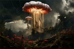 Enigmatic forest with bioluminescent mushrooms and fantasy j Product Image 1