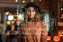 Halloween T-Shirt Mockup Women, Orange T-Shirt Mockup, d17 Product Image 1