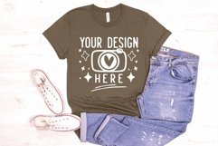 Bella Canvas 3001 Heather Brown Mockup, Unisex Tshirt Mockup Product Image 1