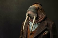 Distinguished Anthropomorphic walrus wearing business manage Product Image 1