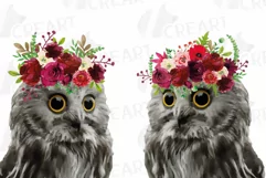 Watercolor baby owl with floral crown baby shower clip art Product Image 1