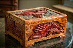 Handcrafted wooden box with intricate dragon carvings Product Image 1