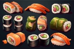 Colorful Sushi roll set plate. Generate Ai Product Image 1