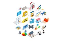 Online chat icons set, isometric style Product Image 1