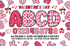 Valentine Alphabet Clip Art, valentines day letters doodle Product Image 1
