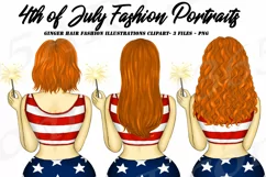 4th of July Fashion Clipart, Ginger Red, Independence Day Product Image 1