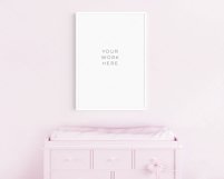 Girl&#039;s Room Nursery A4 White Frame Digital Pink Mockup/M202 Product Image 3