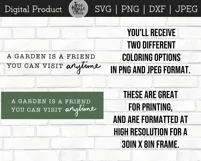 A Garden is A Friend, Gardener Quote Saying SVG DXF JPG PNG Product Image 5