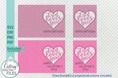 Love Birthday Card svg dxg cut out papercut template Product Image 2