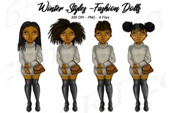 Natural Hair Black Girls Clipart, Winter Sweaters Fashion Product Image 1