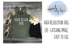 Mockup Bella Canvas Tank / Flat Lay / Green Tank Product Image 1