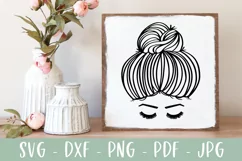 Messy Bun SVG | Girl With Eyelashes SVG | Hair SVG Product Image 4