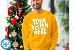Yellow men Sweatshirt empty space Mockup, christmas Gildan Product Image 1