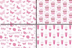 Pink Valentine`s Day Digital Paper Pack with Hearts, Cupcakes, Butterflies / Love Scrapbooking papers / Valentine backgrounds / patterns Product Image 2